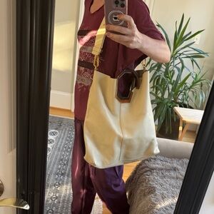 Fashion Elegant Cream Leather Tote Bag